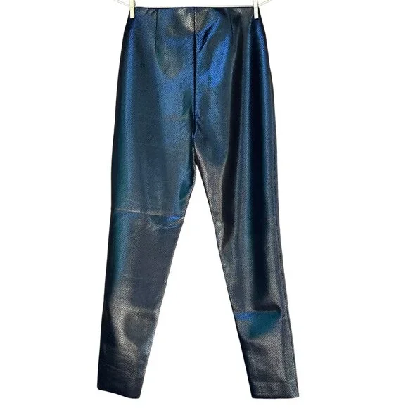 Zara Black Faux Snake Skin Vegan Leather Skinny Pants Size M - Picture 8 of 11